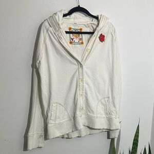 Floral Embroidered Cream Hoodie